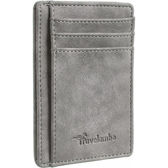 Mens Front Pocket Minimalist Leather Slim Wallet RFID Blocking Medium Size - Picture 3 of 4